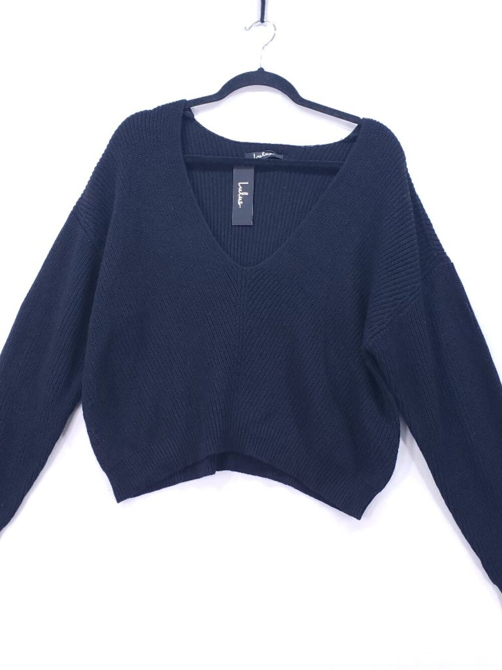 Lulus Pullover Knit Sweater Jumper Womens Medium Boho Chic Relaxed Low V Neck